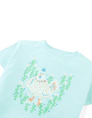 Vera Graphic Tee with Chicken Print front view
