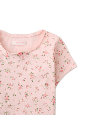 Dara All-Over Print Top With Lace And Rosette Details close-up detail