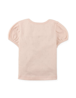 Details back photo of Suzie Cropped Top with bow applique in pink, showing smooth back finish and comfortable fabric feel, from the Holiday collection of Filipino kids fashion brand Gingersnaps Philippines.