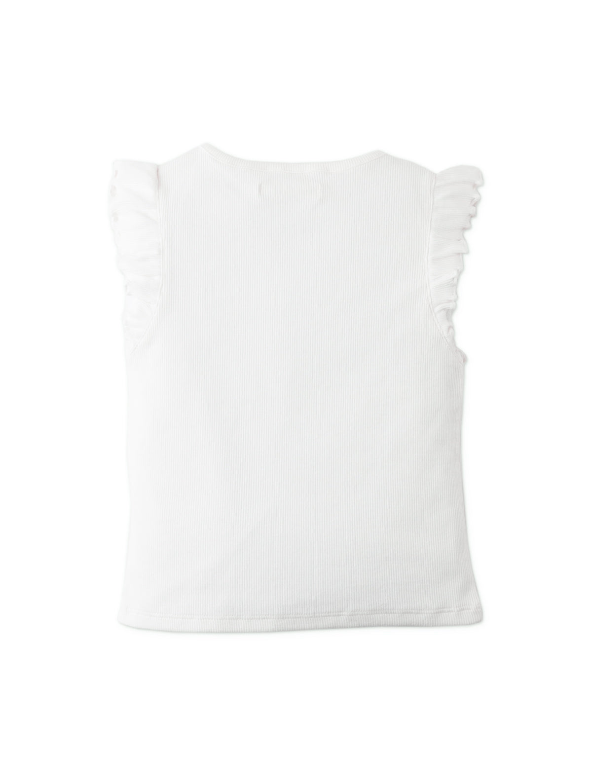 Girls Ribbed Tank Top With Ruffle Sleeves front view