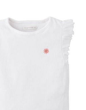 Girls Ribbed Tank Top With Ruffle Sleeves style detail
