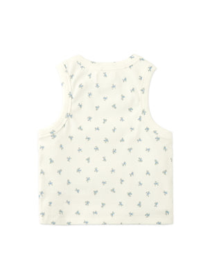 Lada Ribbed Tank Top with All-Over Floral Print outfit styling