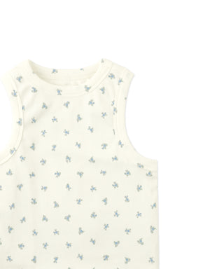 Lada Ribbed Tank Top with All-Over Floral Print style detail