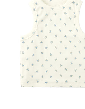 Lada Ribbed Tank Top with All-Over Floral Print close-up detail