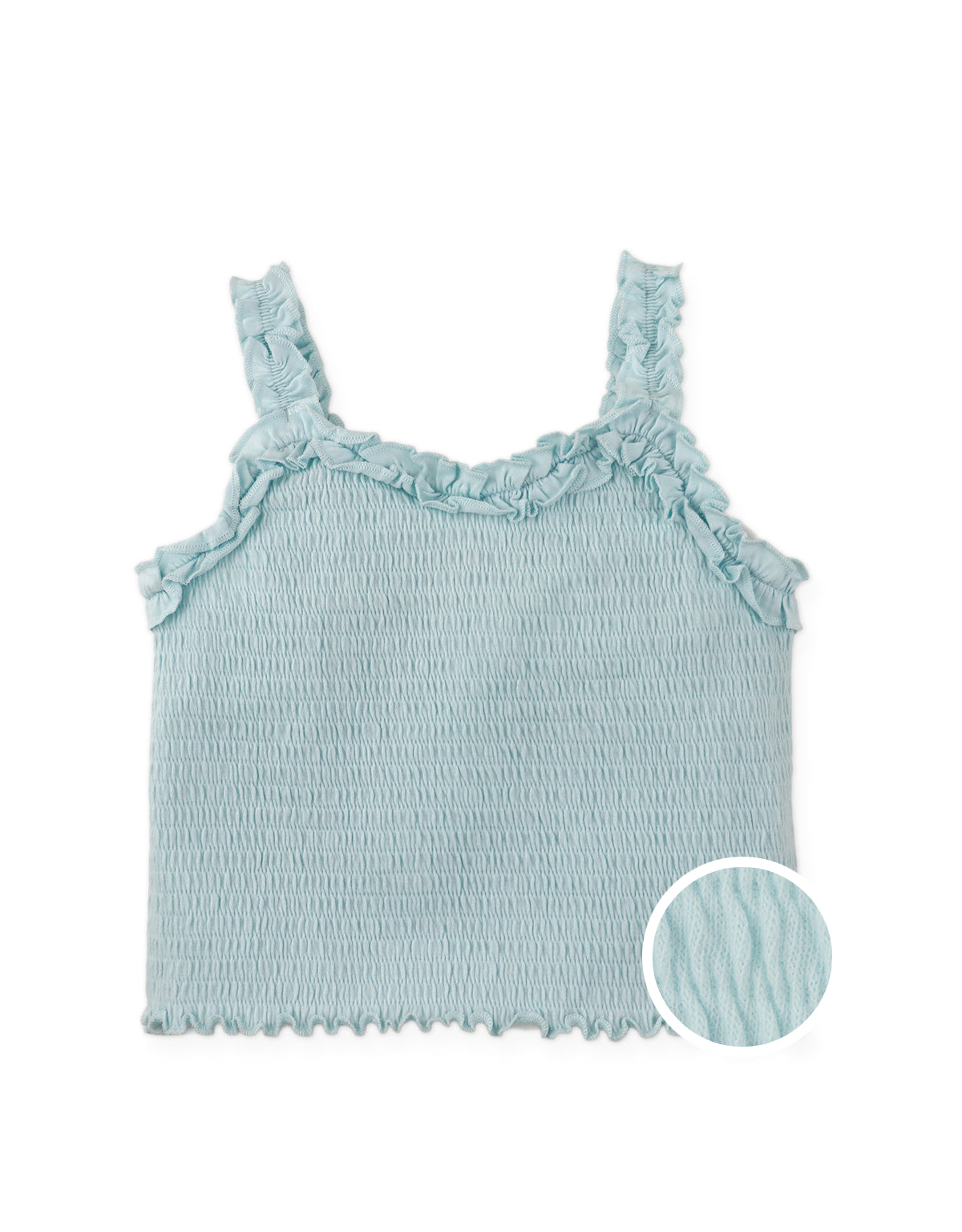 GIGI FULLY SMOCKED TANK TOP WITH SET-IN RUFFLES