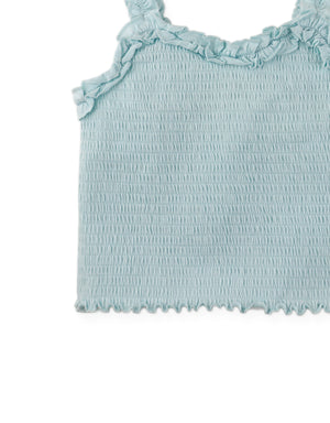 Gigi Fully Smocked Tank Top With Set-In Ruffles close-up detail