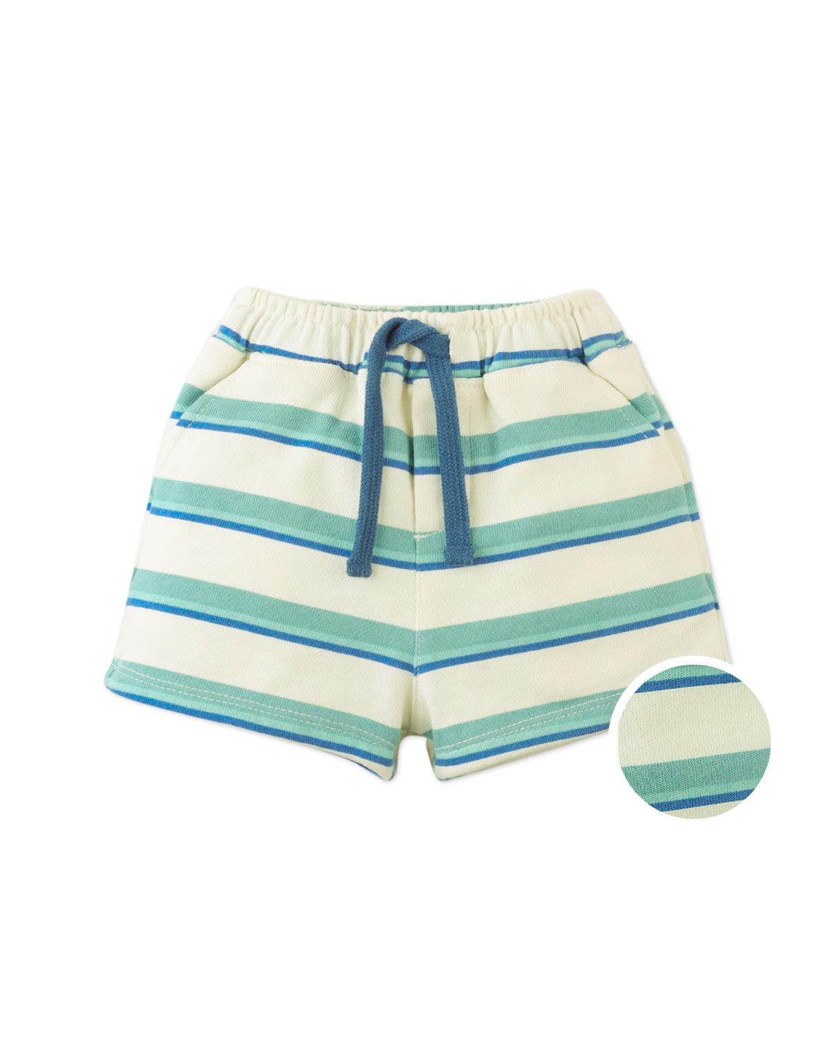 BABY ROBERT TERRY STRIPES PULL-ON KNIT SHORTS WITH DRAWSTRING