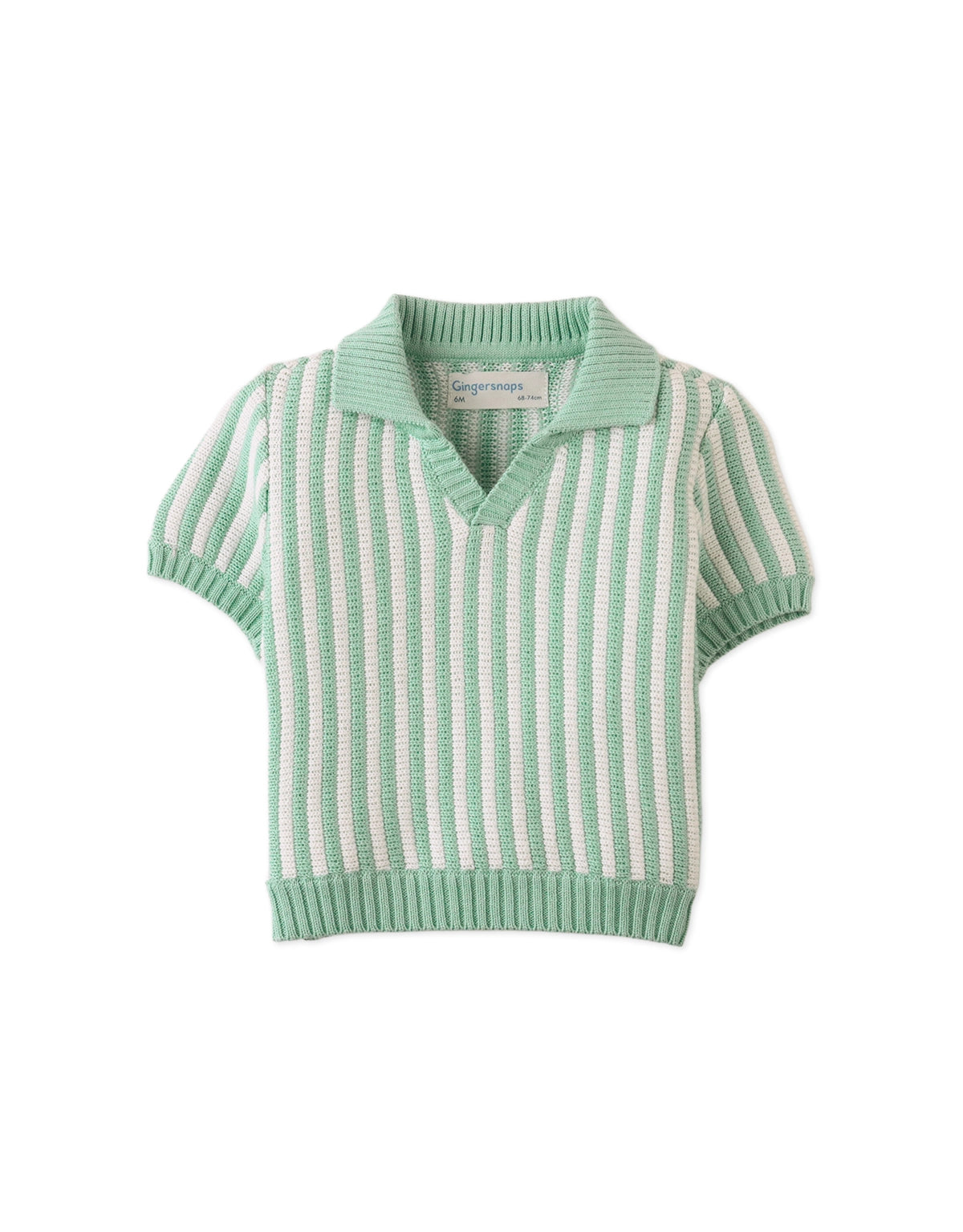 BABY WAYLON VERTICAL STRIPE CROCHET-STYLE KNIT POLO SHIRT
