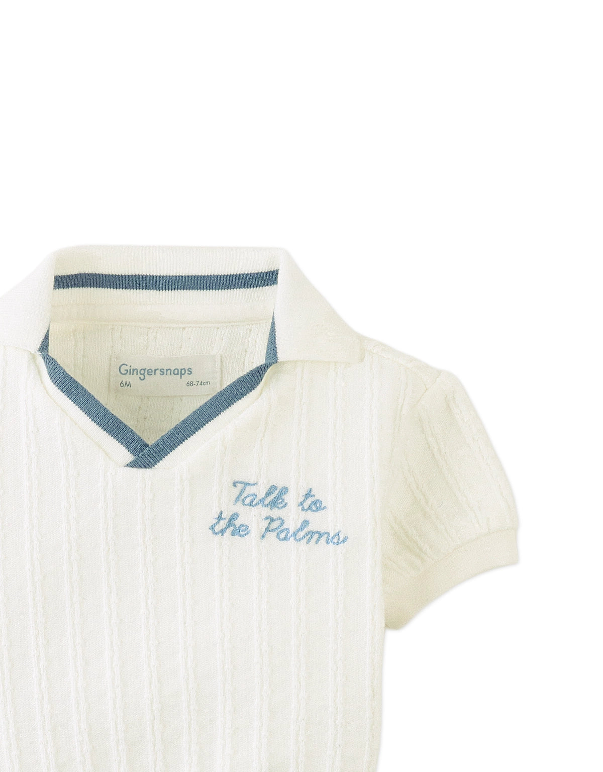 BABY GABRIEL EMBROIDERED KNIT V-NECK POLO SHIRT