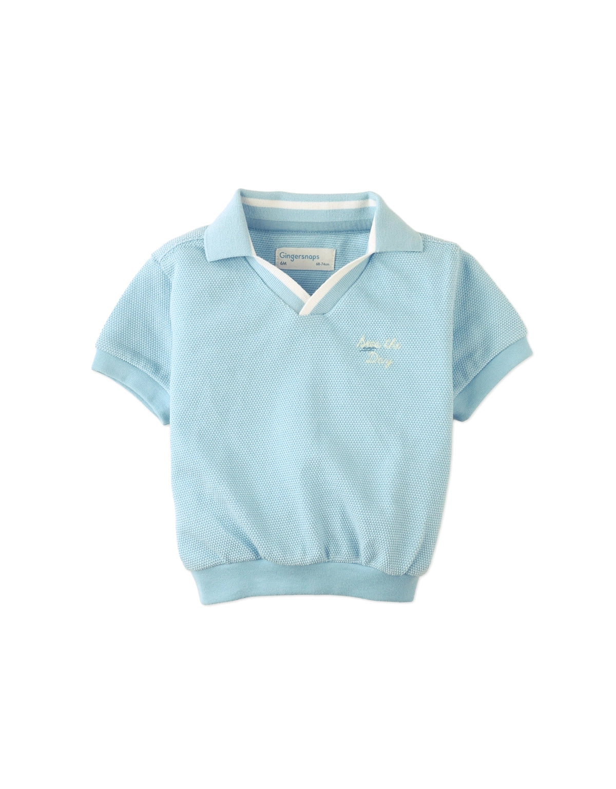 BABY GABRIEL EMBROIDERED KNIT V-NECK POLO SHIRT