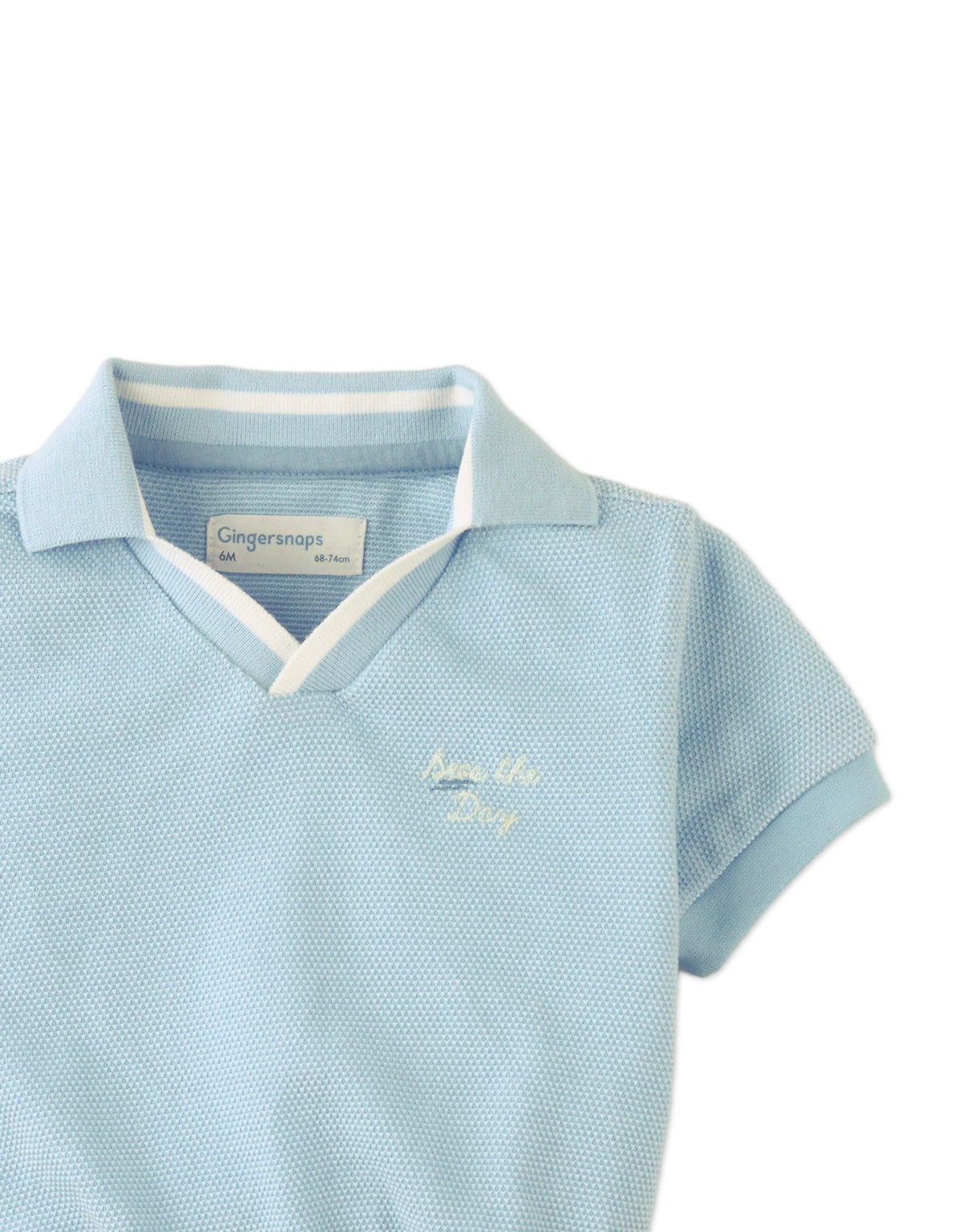 BABY GABRIEL EMBROIDERED KNIT V-NECK POLO SHIRT