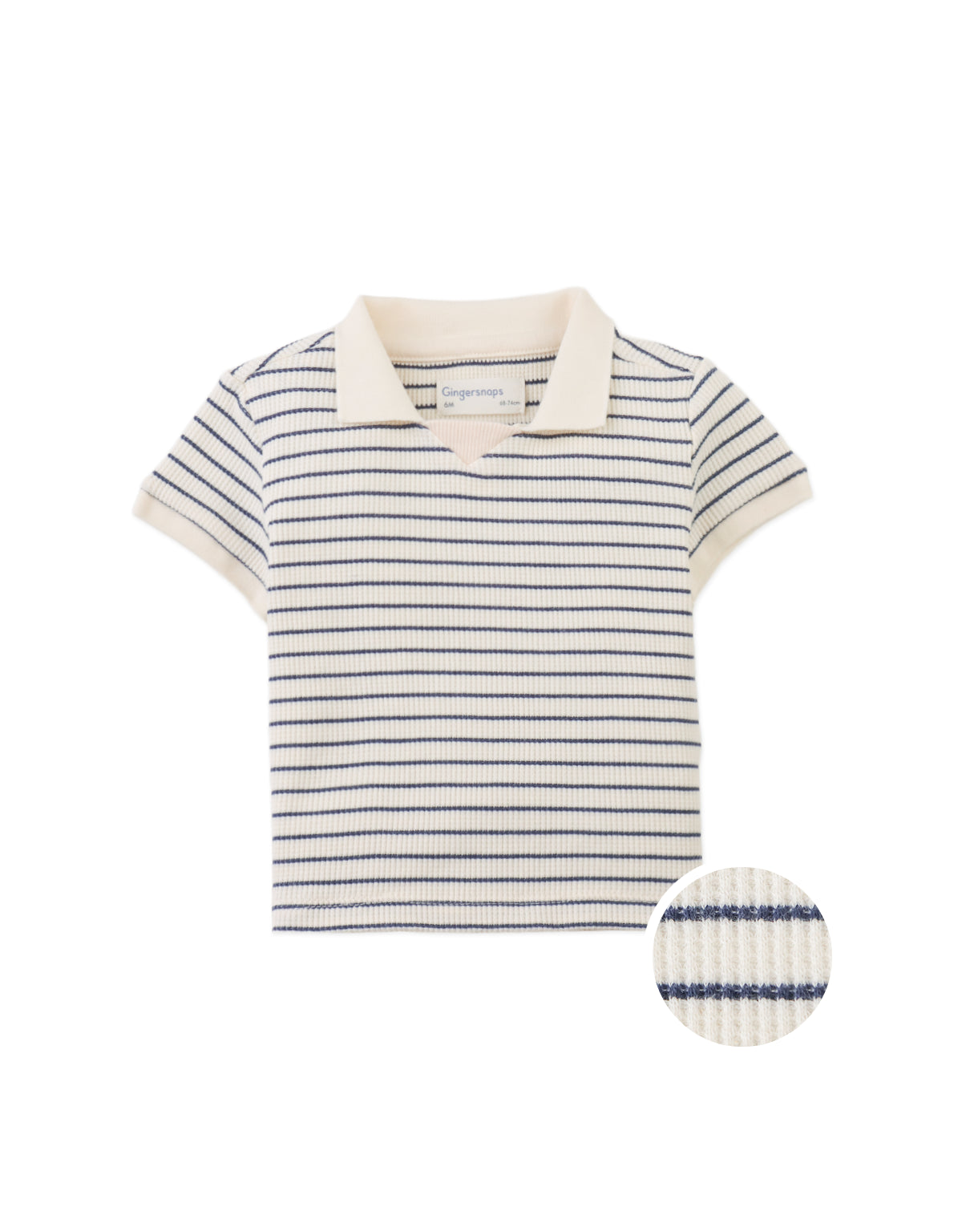 BABY CYRIL POLO SHIRT WITH STRIPED WAFFLE-KNIT PATTERN