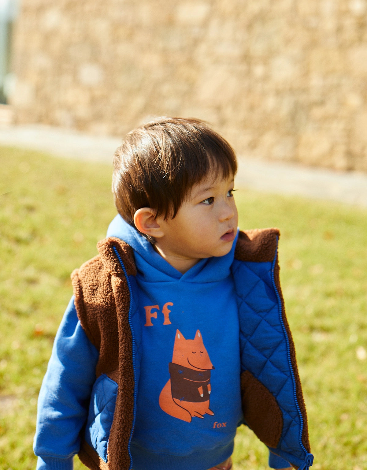 BABY BOYS F FOR FOX PRINT HOODED JERSEY FLEECE PULLOVER