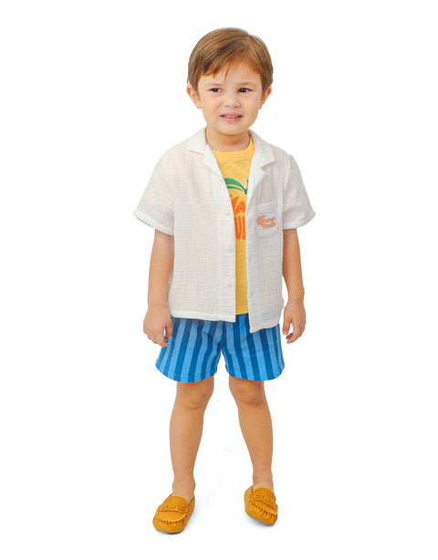 BABY BOYS STRIPE TERRY PULL-ON SHORTS