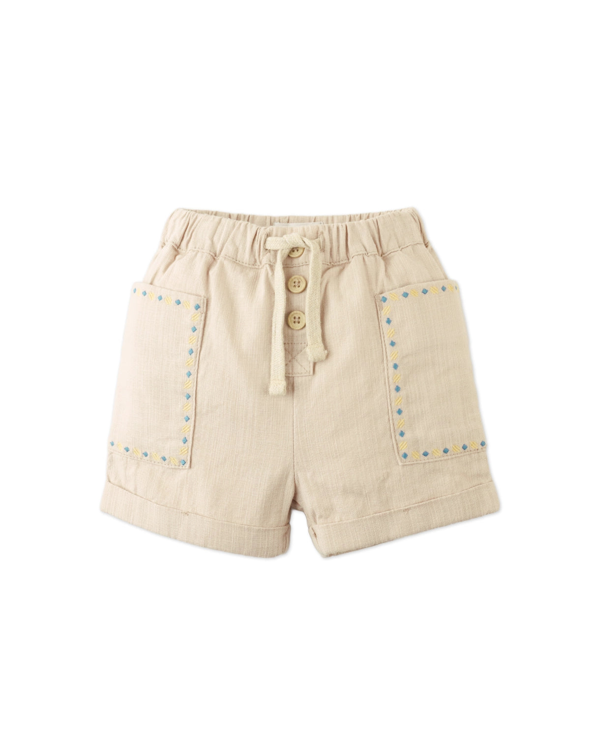 BABY KURT PULL-ON SHORTS WITH EMBROIDERED DETAILS
