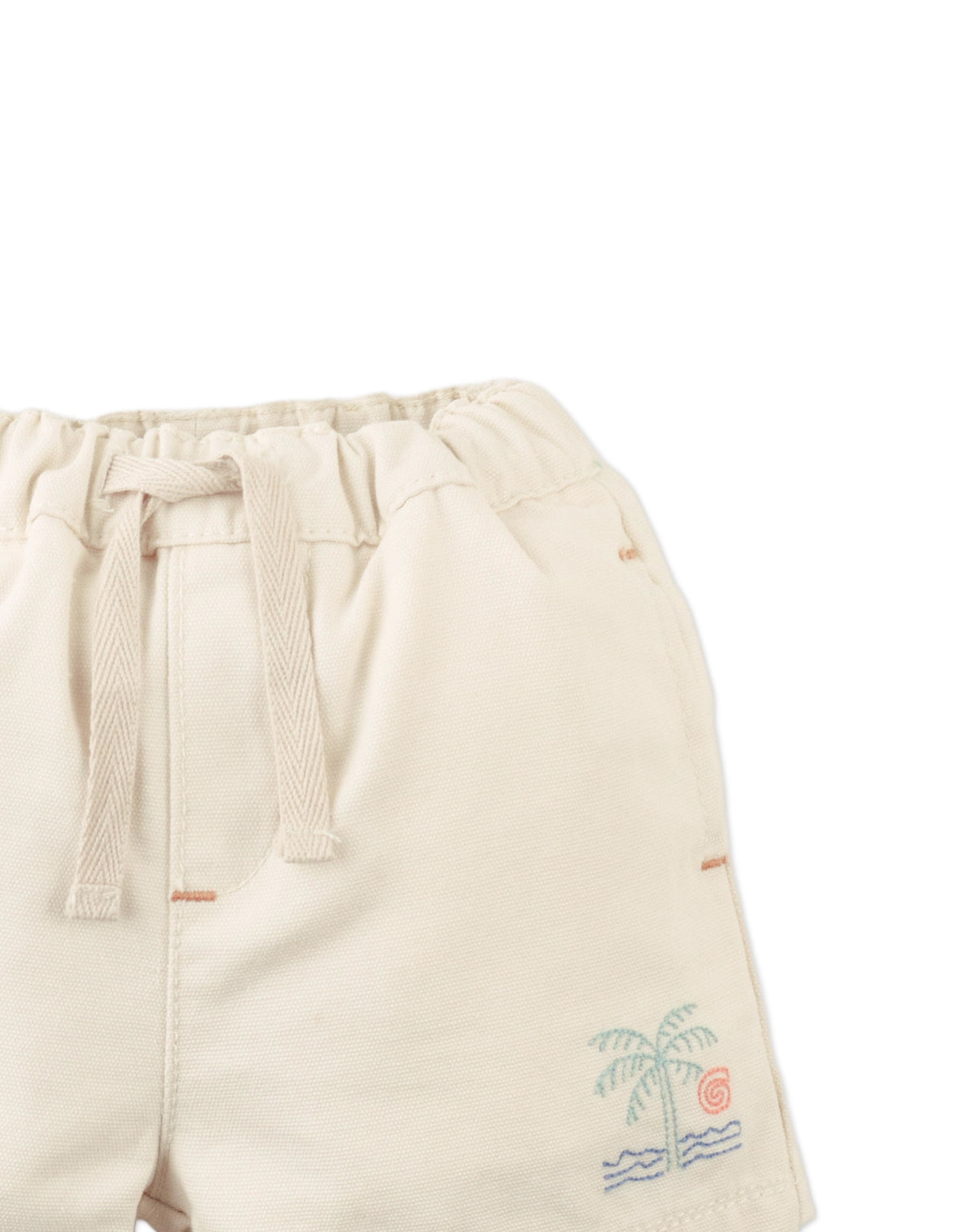 BABY HOMER EMBROIDERED PULL-ON SHORTS WITH DRAWSTRING