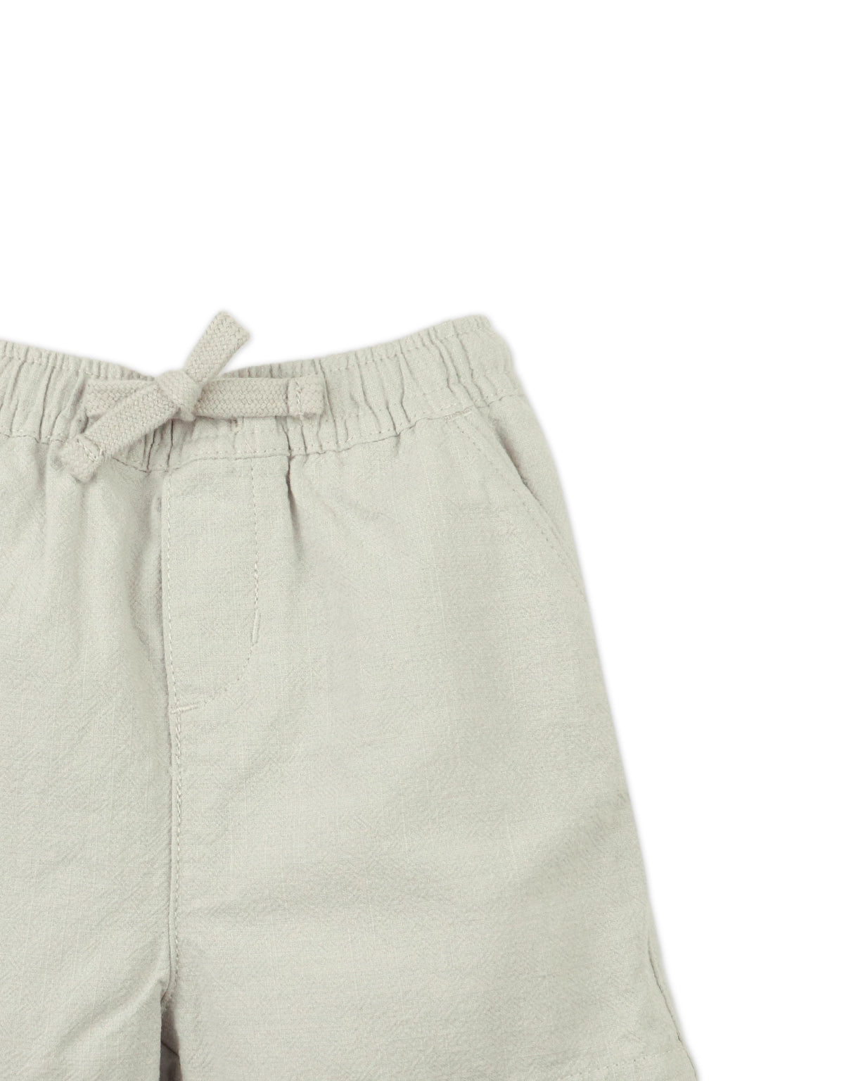 BABY MANU TEXTURED LINEN PULL-ON DRAWSTRING SHORTS