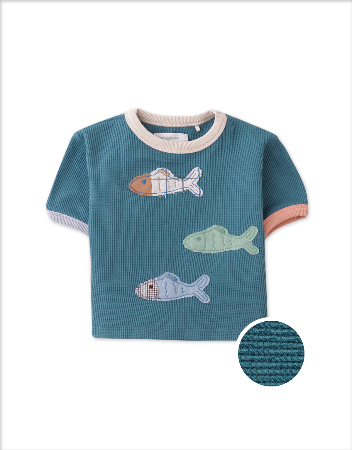 BABY BASTIAN WAFFLE JERSEY TEE WITH APPLIQUE