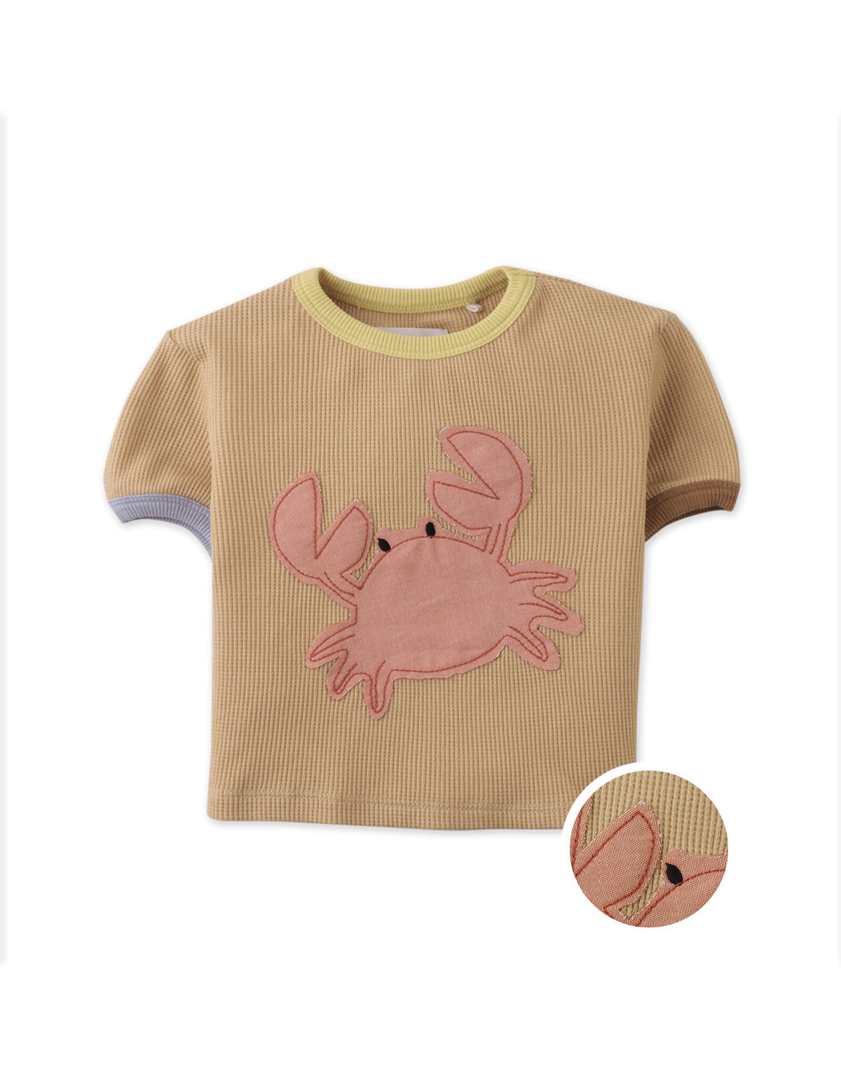 BABY BASTIAN WAFFLE JERSEY TEE WITH APPLIQUE