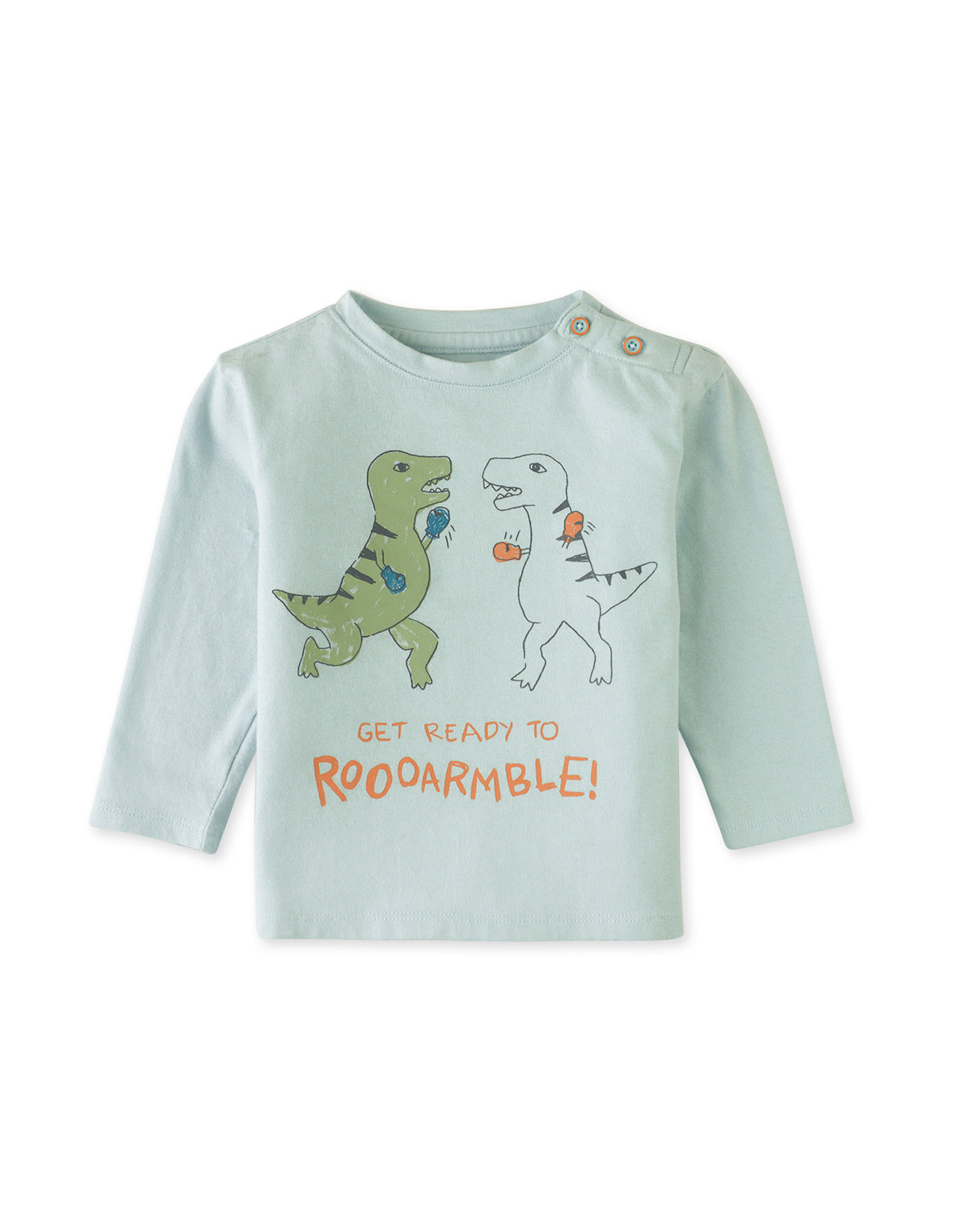 BABY YAEL LONG SLEEVES T-SHIRT MIST WITH BOXING DINO PRINT