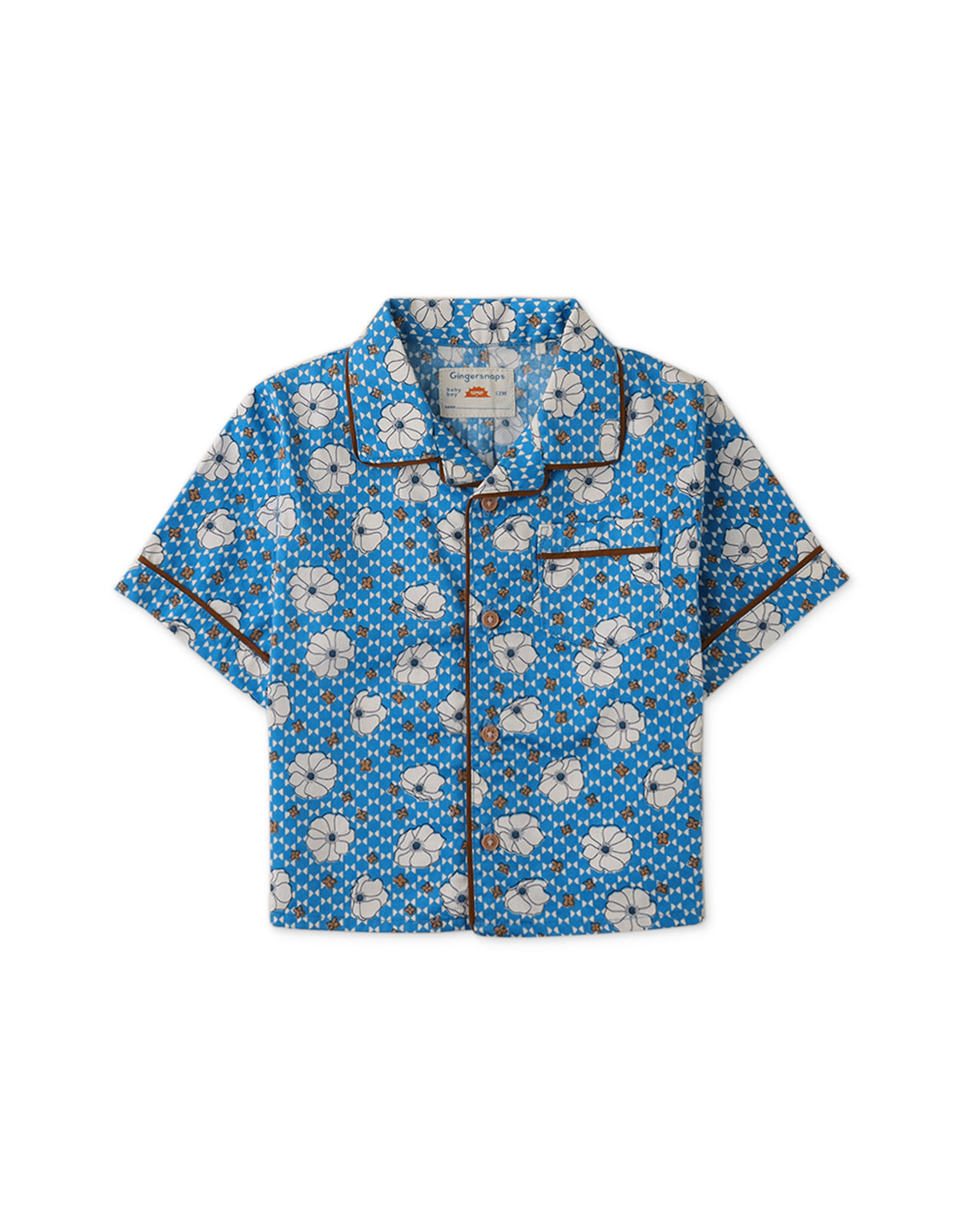 BABY BOYS FLORAL PANAMA COLLARED SHIRT