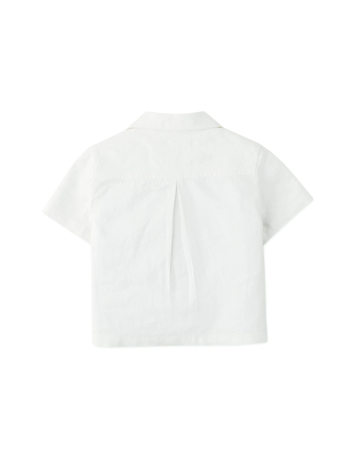 BABY BOYS LACE AND LINEN HALF & HALF SHIRT