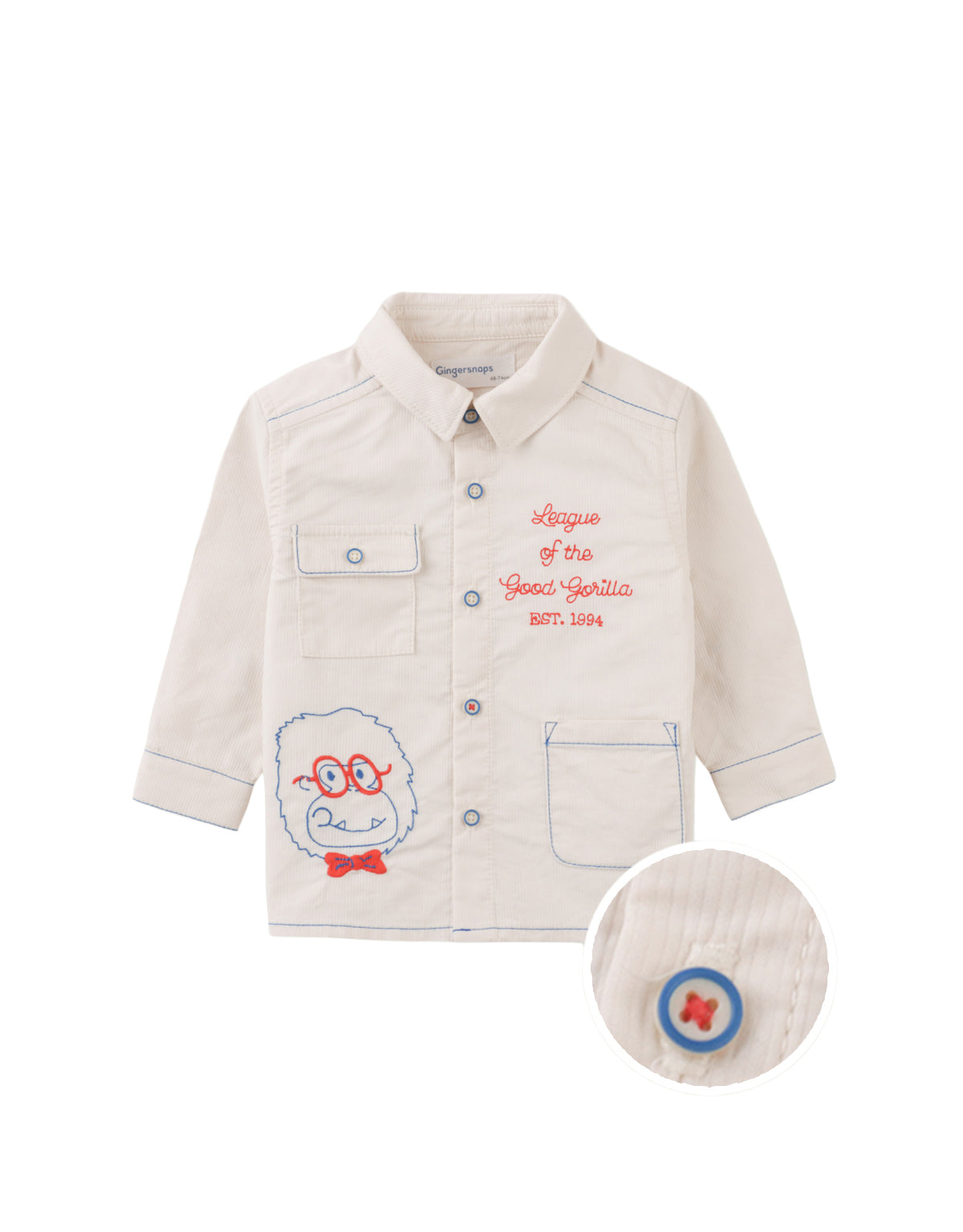 BABY RICHARD LONG SLEEVES BUTTON DOWN SHIRT OFFWHITE WITH EMBROIDERED DETAILS
