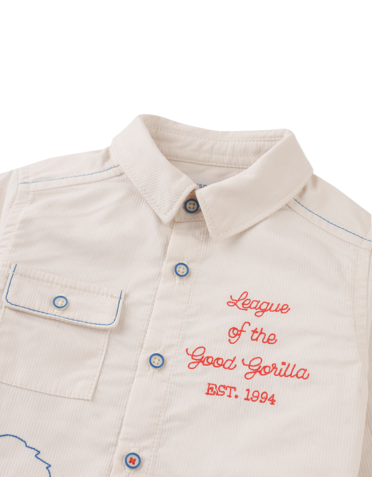 BABY RICHARD LONG SLEEVES BUTTON DOWN SHIRT OFFWHITE WITH EMBROIDERED DETAILS