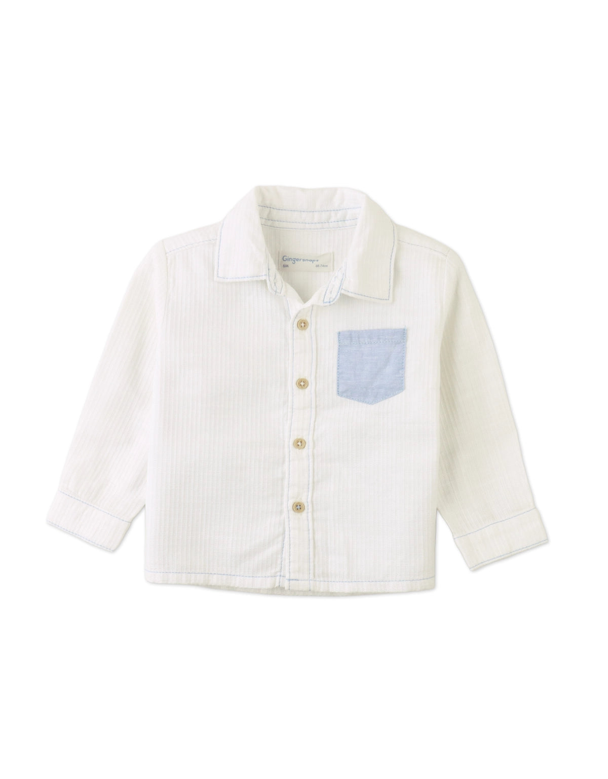 BABY PAD LONG SLEEVES SHIRT WITH OXFORD CONTRAST POCKET