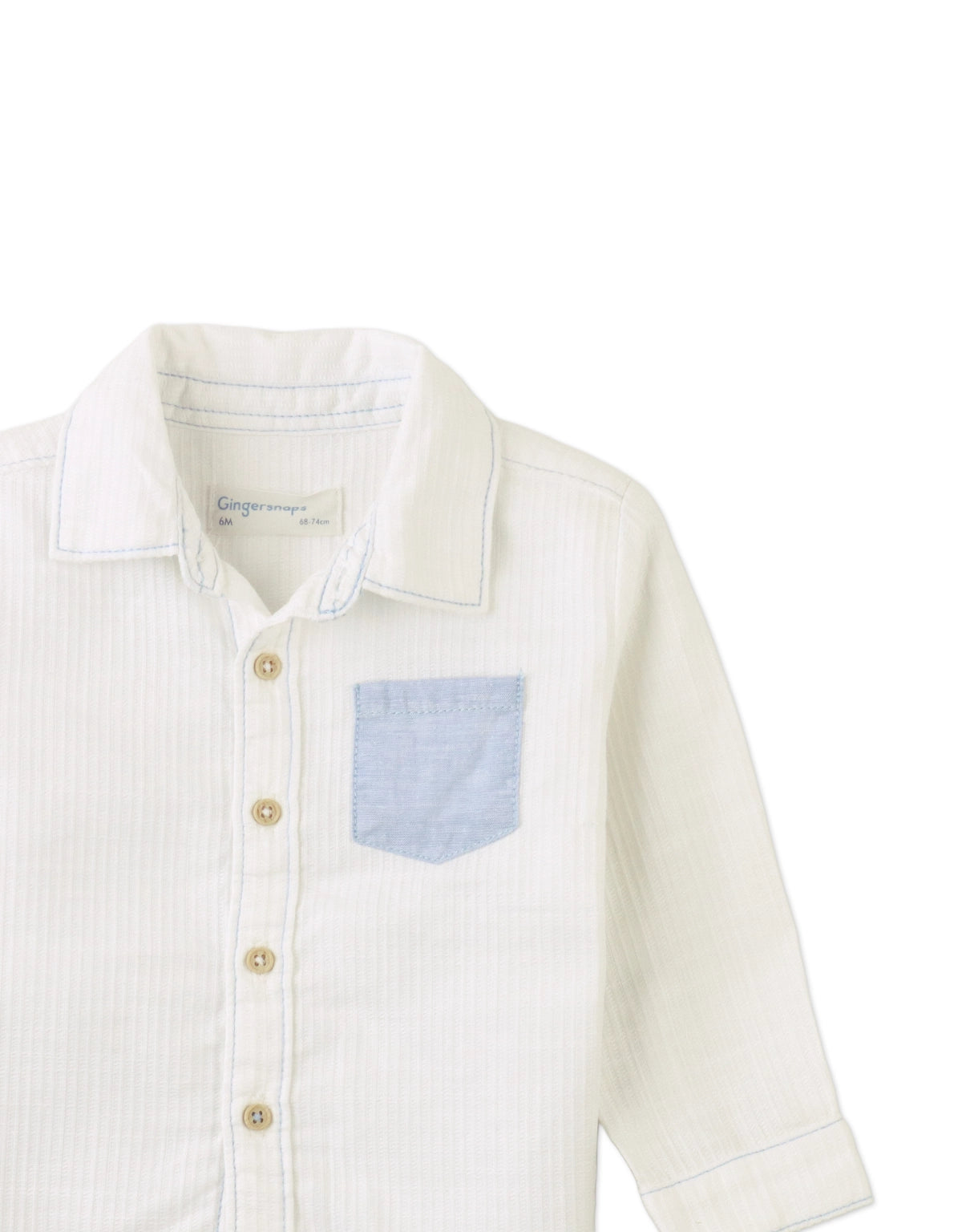 BABY PAD LONG SLEEVES SHIRT WITH OXFORD CONTRAST POCKET