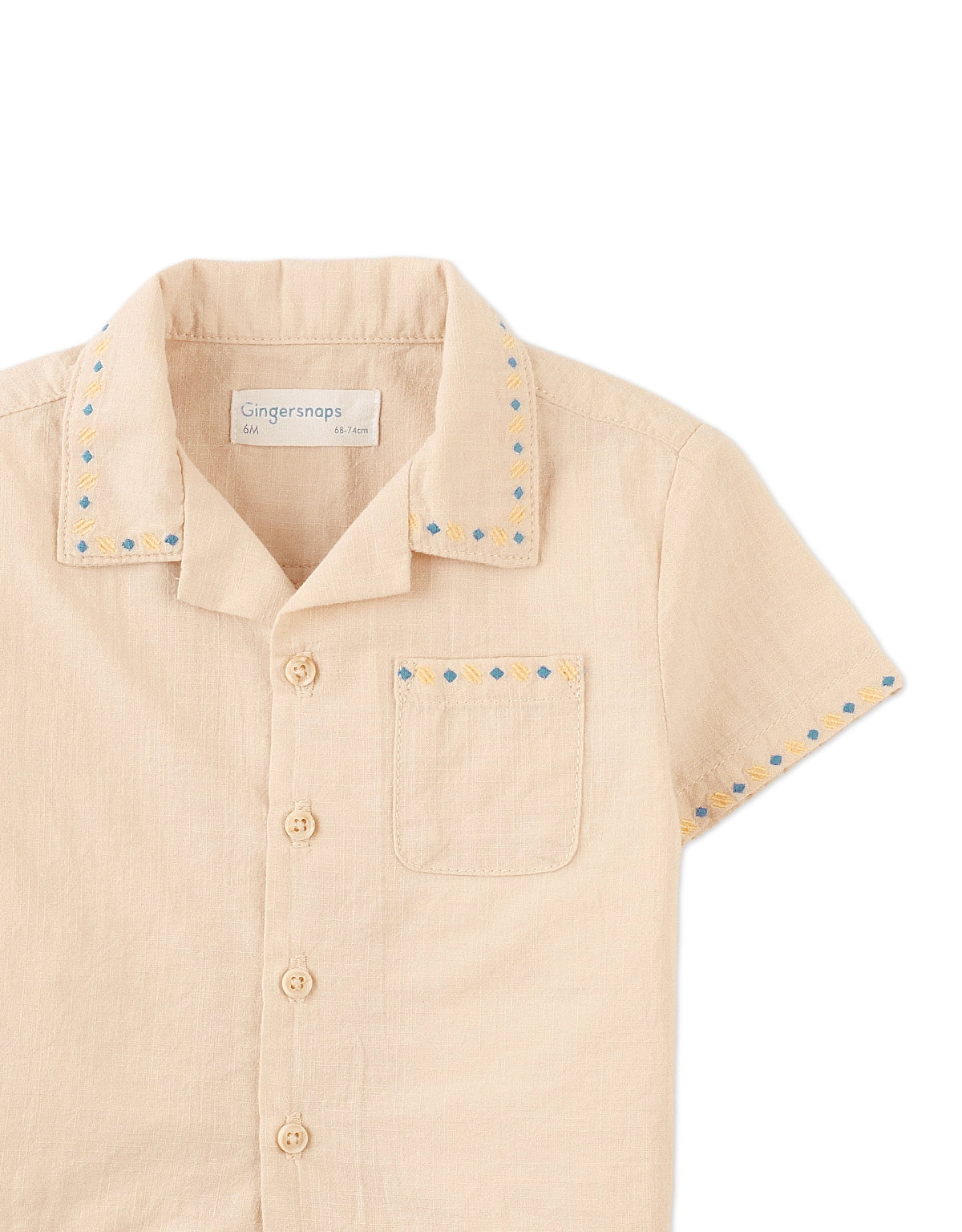 BABY RYUKI LINEN-LIKE SHIRT WITH EMBROIDERED DETAILS