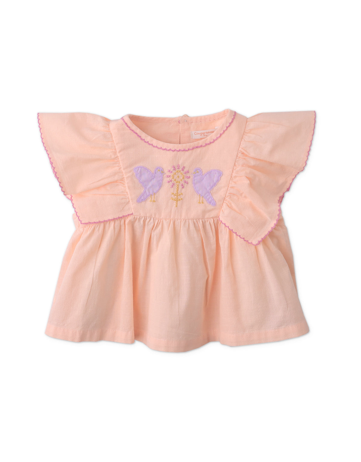 BABY YANA BLOUSE WITH EMBROIDERY AND PICOT EDGE