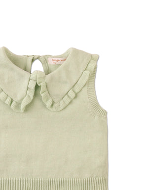Baby Ygritte Sleeveless Knited Top With Collar front view