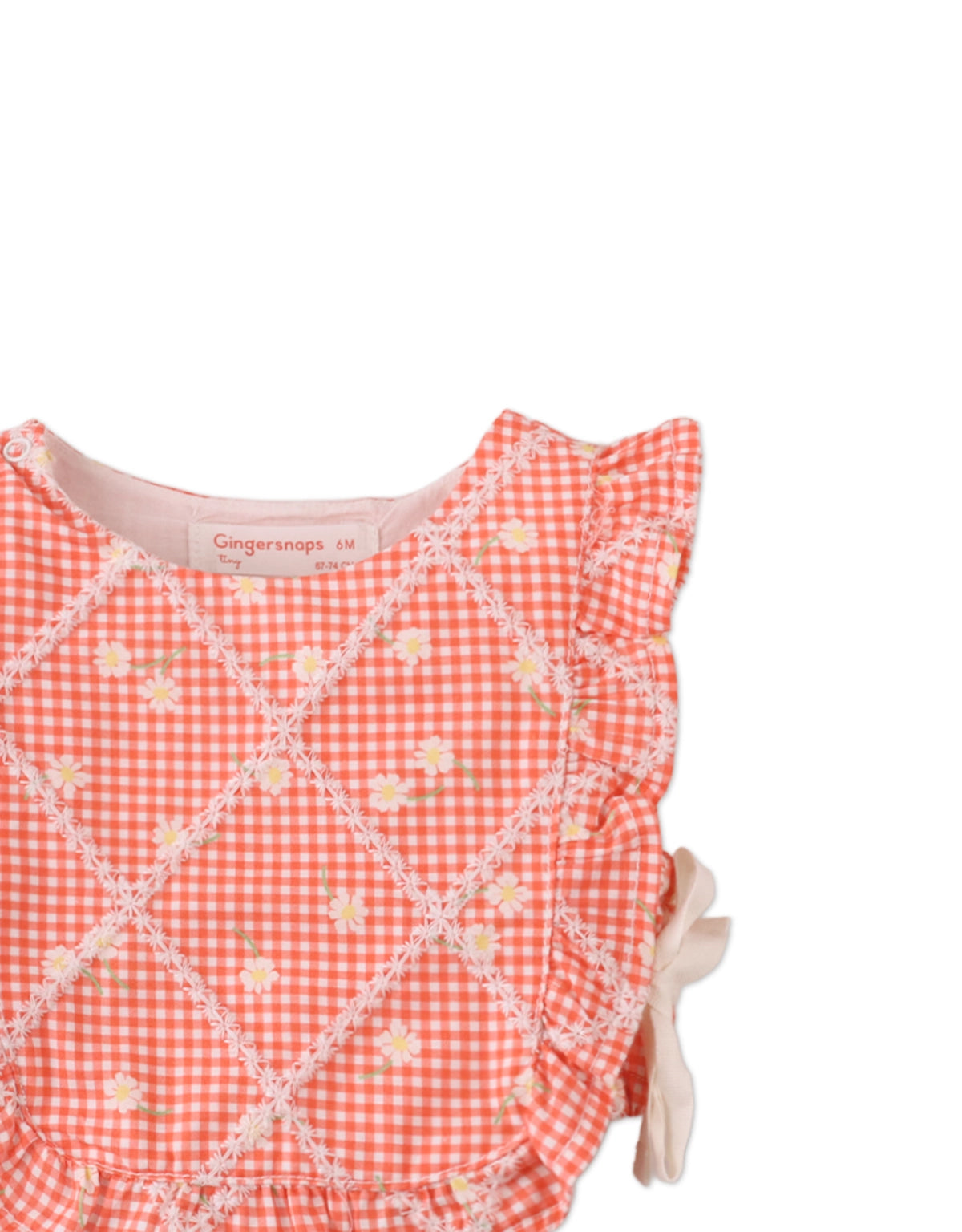 BABY ARYA EMBROIDERED CHECKERED BLOUSE WITH RUFFLES