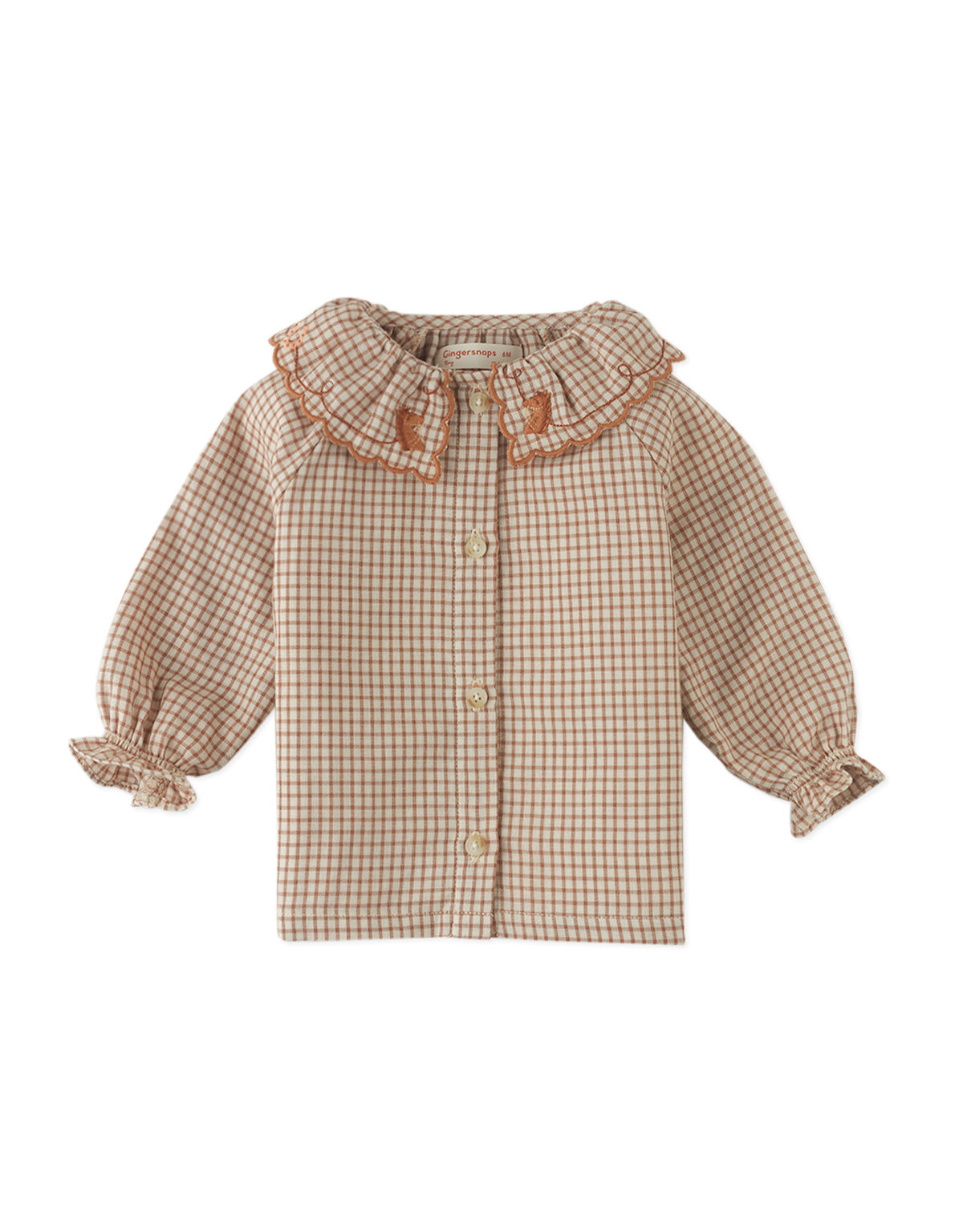 BABY CHARLOTTE BUTTON DOWN BLOUSE SUTHERLAND WITH LONG SLEEVES AND COLLAR EMBROIDERY