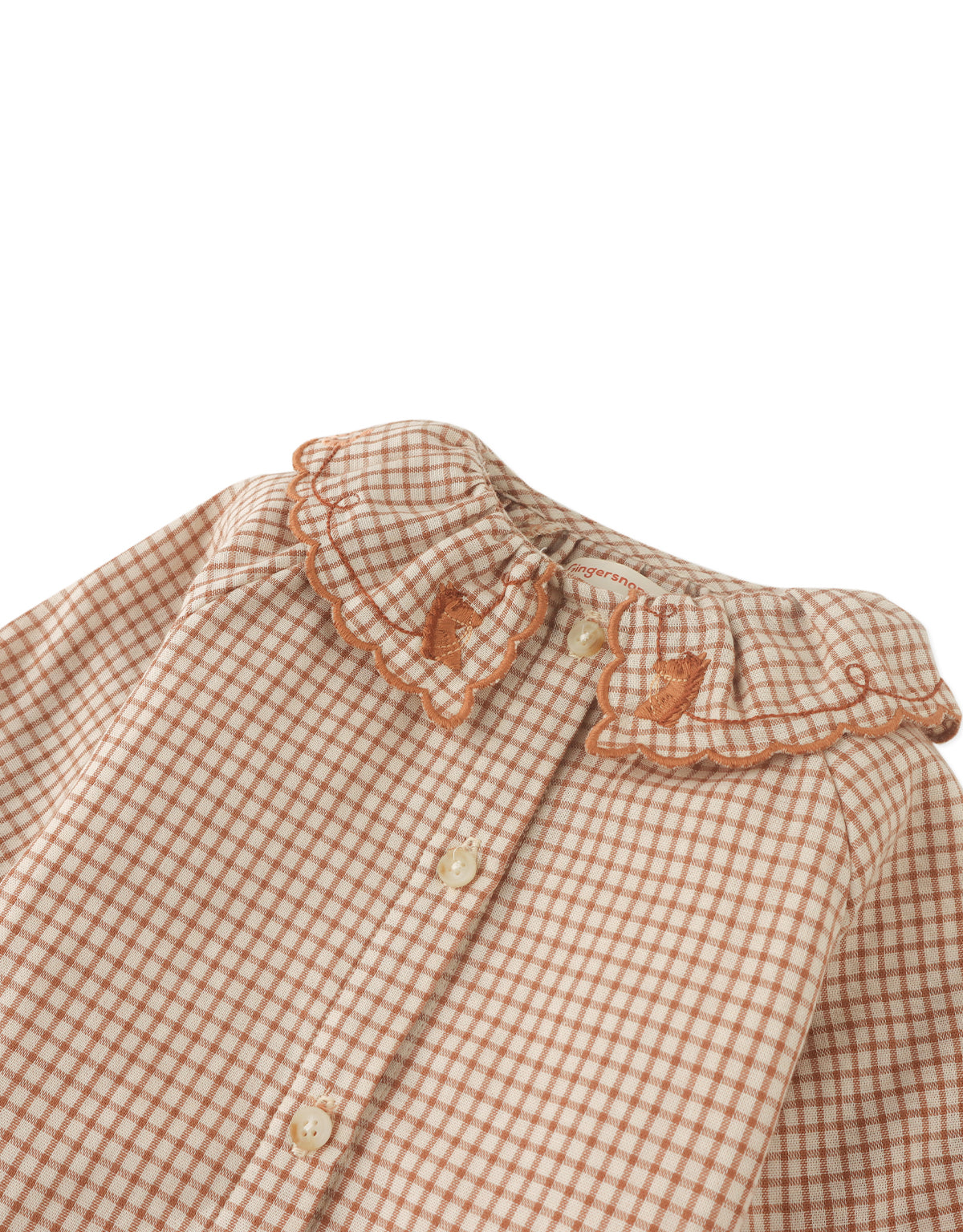 BABY CHARLOTTE BUTTON DOWN BLOUSE SUTHERLAND WITH LONG SLEEVES AND COLLAR EMBROIDERY