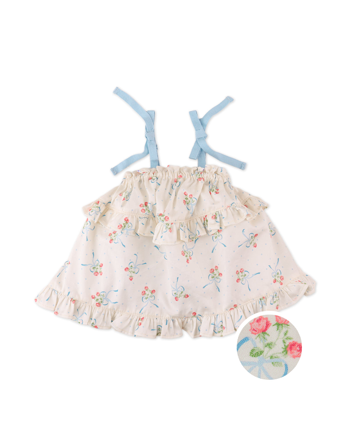 BABY LILLIA PRINTED BLOUSE WITH RUFFLES AND TIE DETAILS