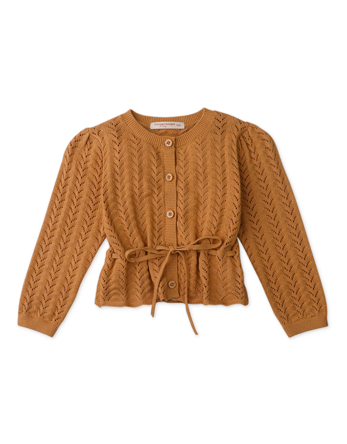 BABY GIRLS POINTELLE CARDI WITH TIES ON WAIST