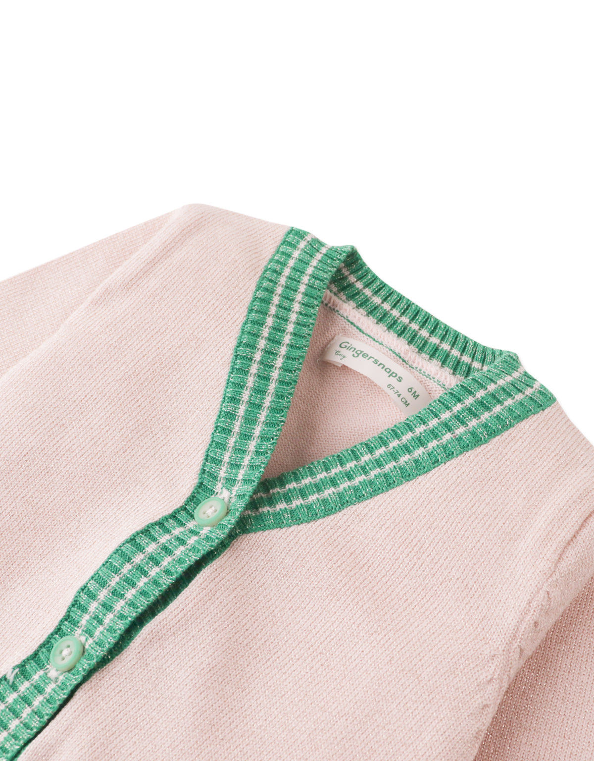 BABY MARLENE KNIT CARDIGAN SHIMMERY WITH STRIPED RIBBING