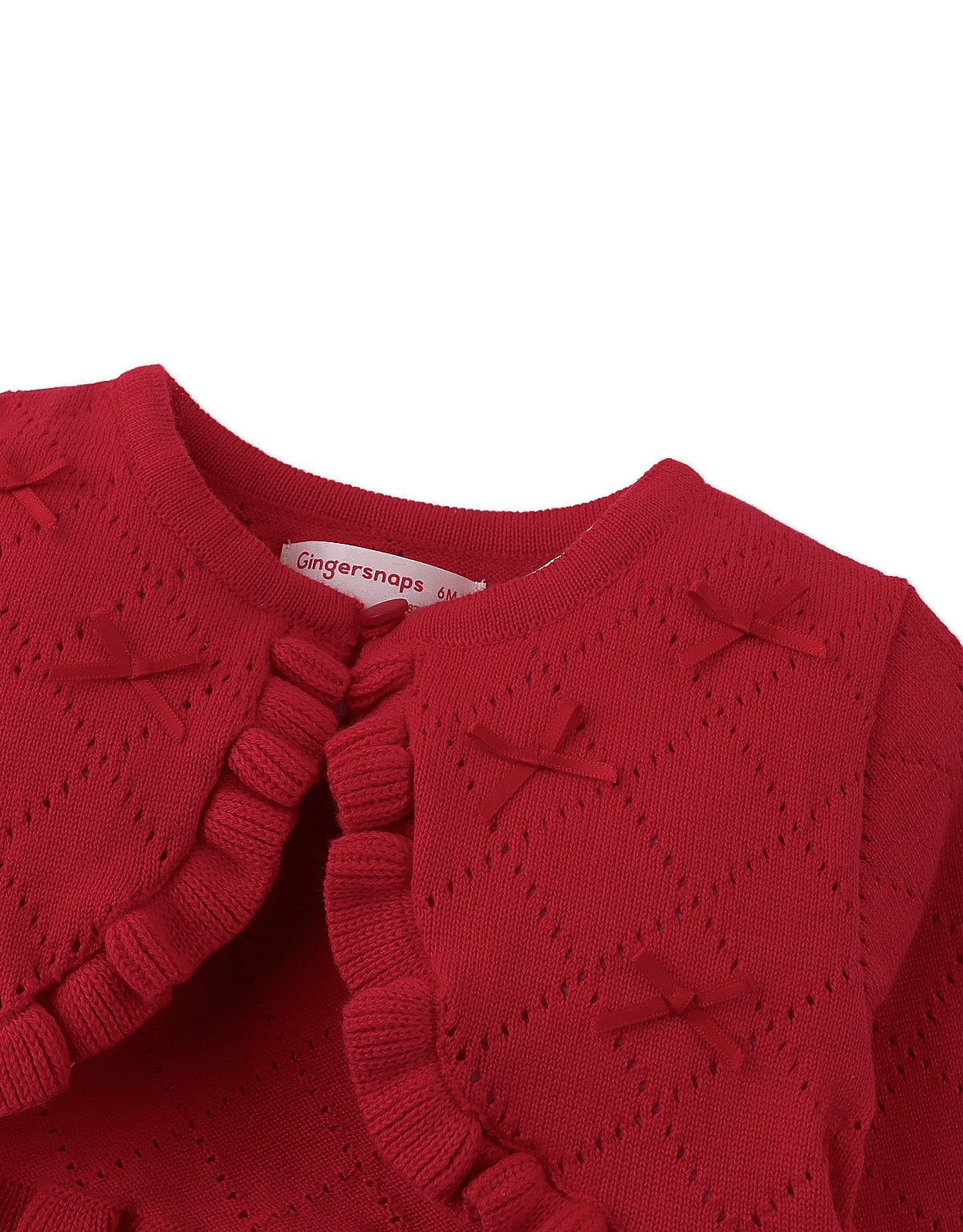 BABY INES KNITTED POINTELLE CARDIGAN WITH BOWS