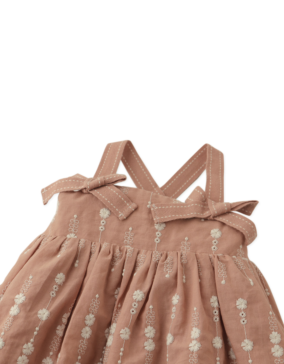 BABY DINAH STRAPPY EMBROIDERED DRESS WITH BOW