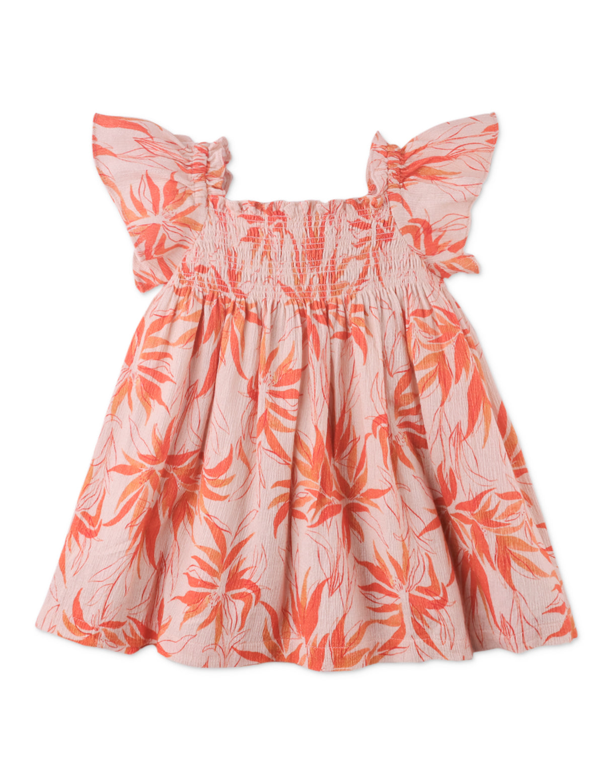BABY LILLIAN DRESS IN FIRE FLORAL PRINT WITH SMOCKING