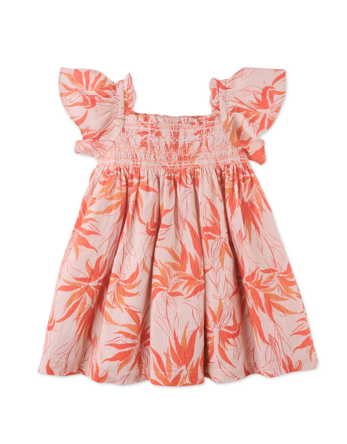 BABY LILLIAN DRESS IN FIRE FLORAL PRINT WITH SMOCKING