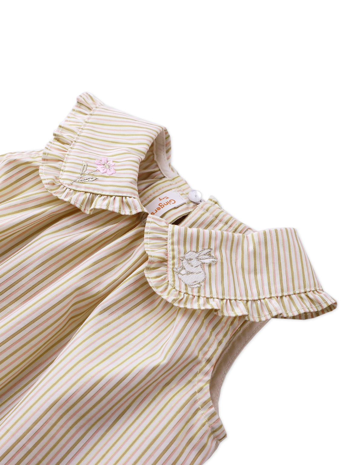 BABY LUDMILA SHIFT DRESS GOLD WITH EMBRO ON COLLAR