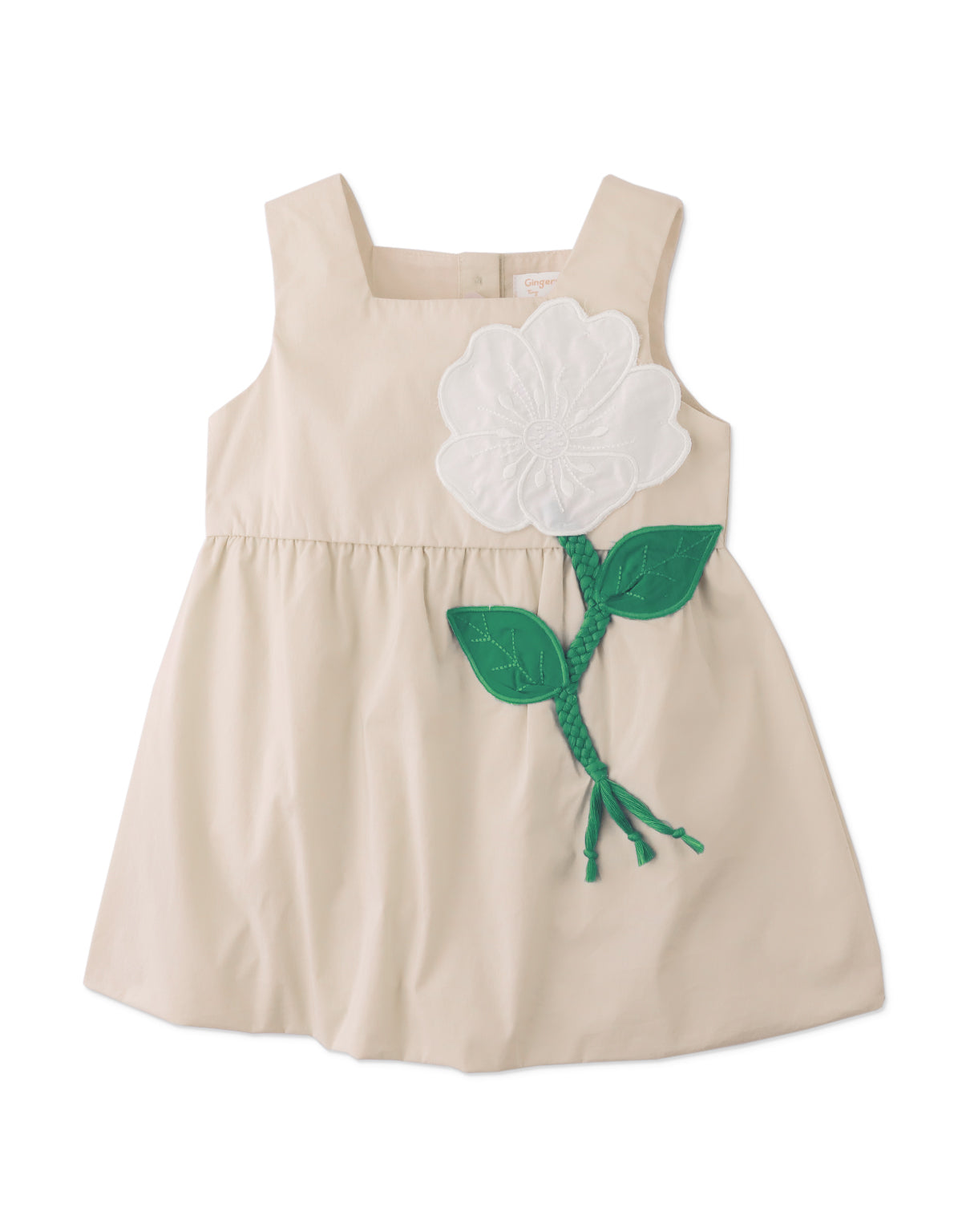 BABY LORETTA BUBBLE DRESS WITH FLOWER APPLIQUE