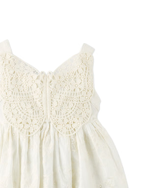 Baby Gabrielle Eyelet Dress with Crochet Butterfly Appliqué front view