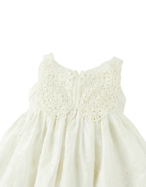 Baby Gabrielle Eyelet Dress with Crochet Butterfly Appliqué close-up detail