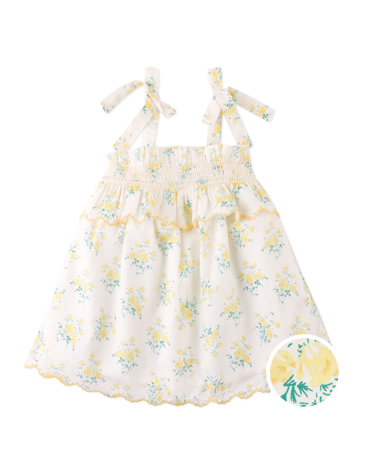 Baby Katie Embroidered Tiered Dress with Tie Straps