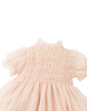 Baby Melissandre Puff Sleeved Dress With Back Ribbon front view