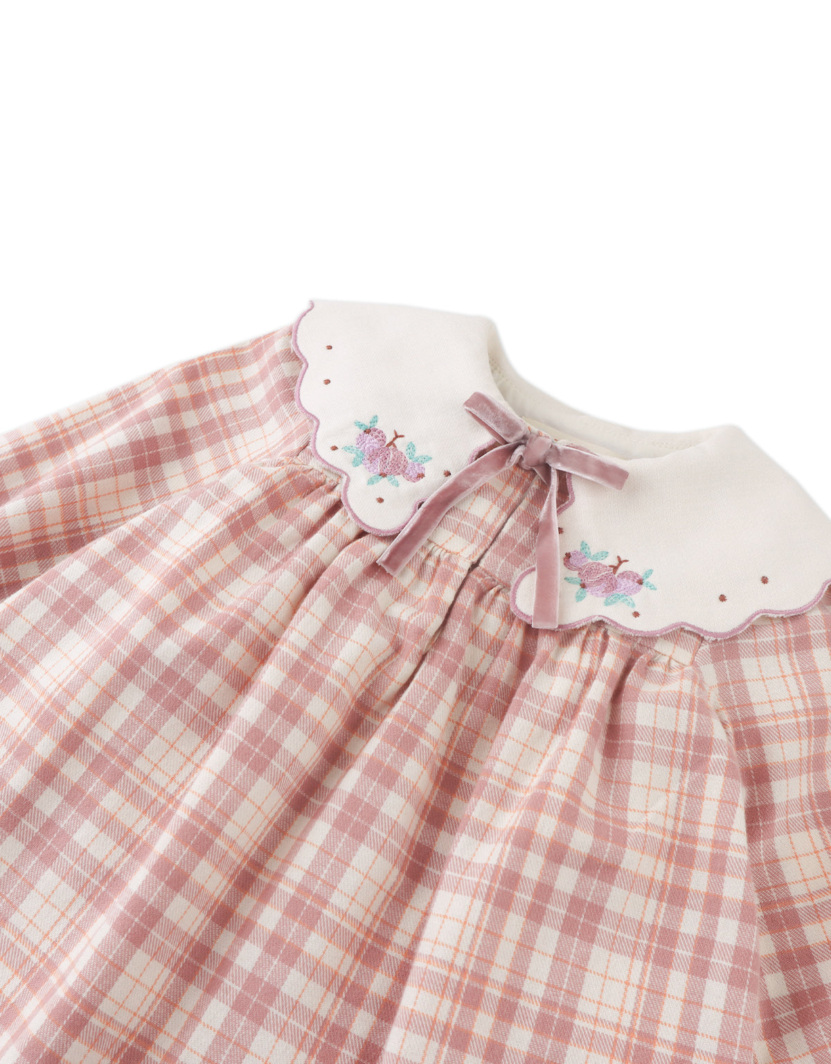 BABY CAROLINA LONG SLEEVES DRESS ACKERMANN WITH EMBROIDERED COLLAR & TIE ACCENTS